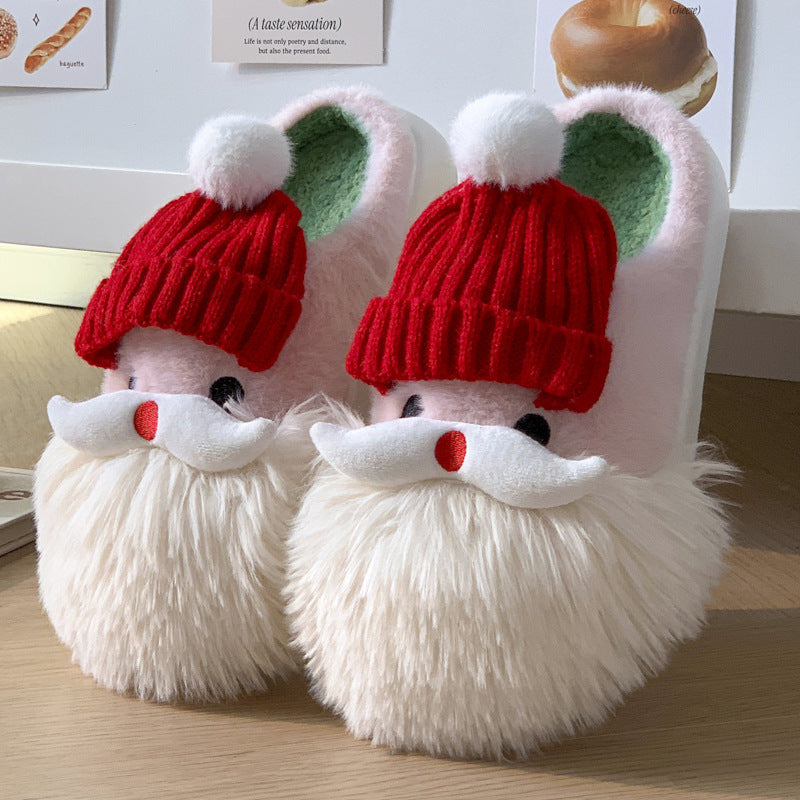 Cute Christmas Santa Claus Home Slippers Winter Warm Indoor Non-slip Floor Plush Shoes For Women - Bellarte Enchanté Cute Christmas Santa Claus Home Slippers Winter Warm Indoor Non-slip Floor Plush Shoes For Women